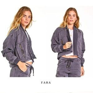 Young‎ Fabulous & Broke Fara Crop Bomber Jacket Gray NWT Women XS Soft